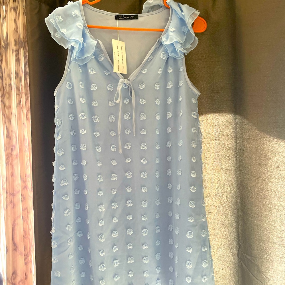 Simplee blue sheath sleeveless dress